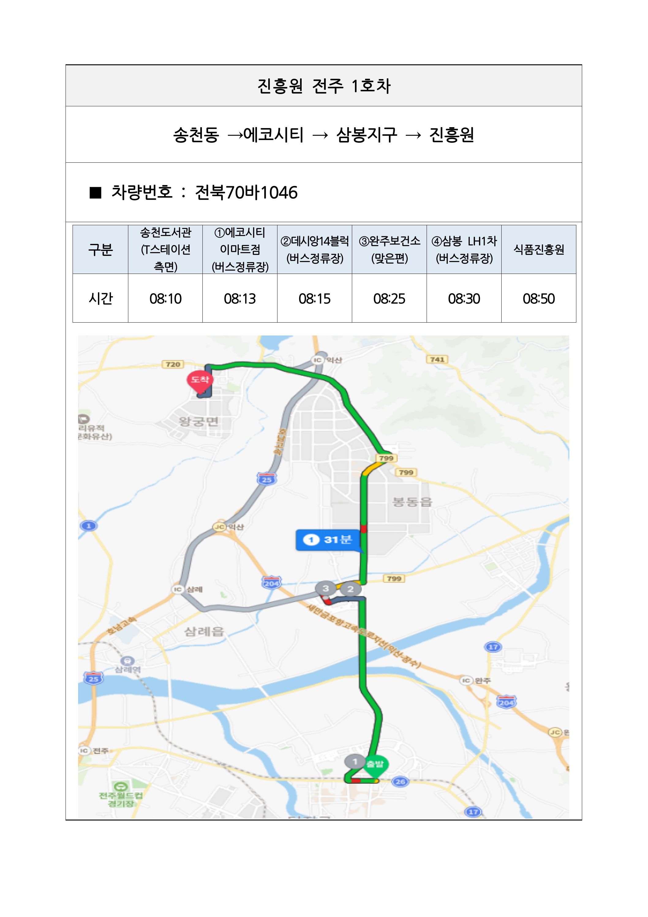 식품진흥원 통근버스 노선표4
